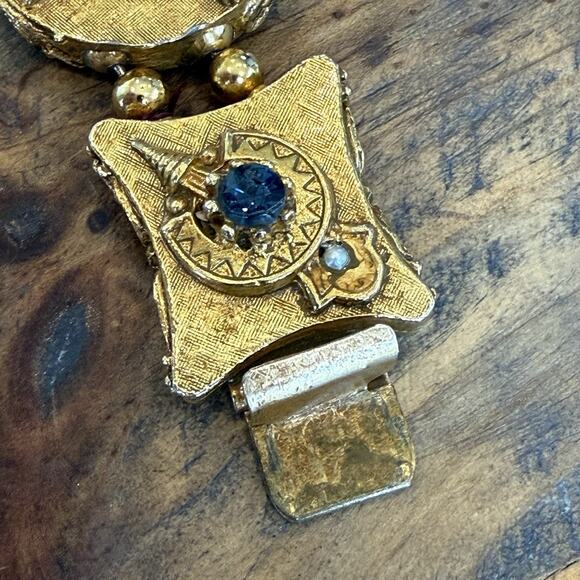 Vintage 1960’s ART / Arthur Pepper Gold Tone Slide Bracelet Crown Sword READ - Picture 11 of 12